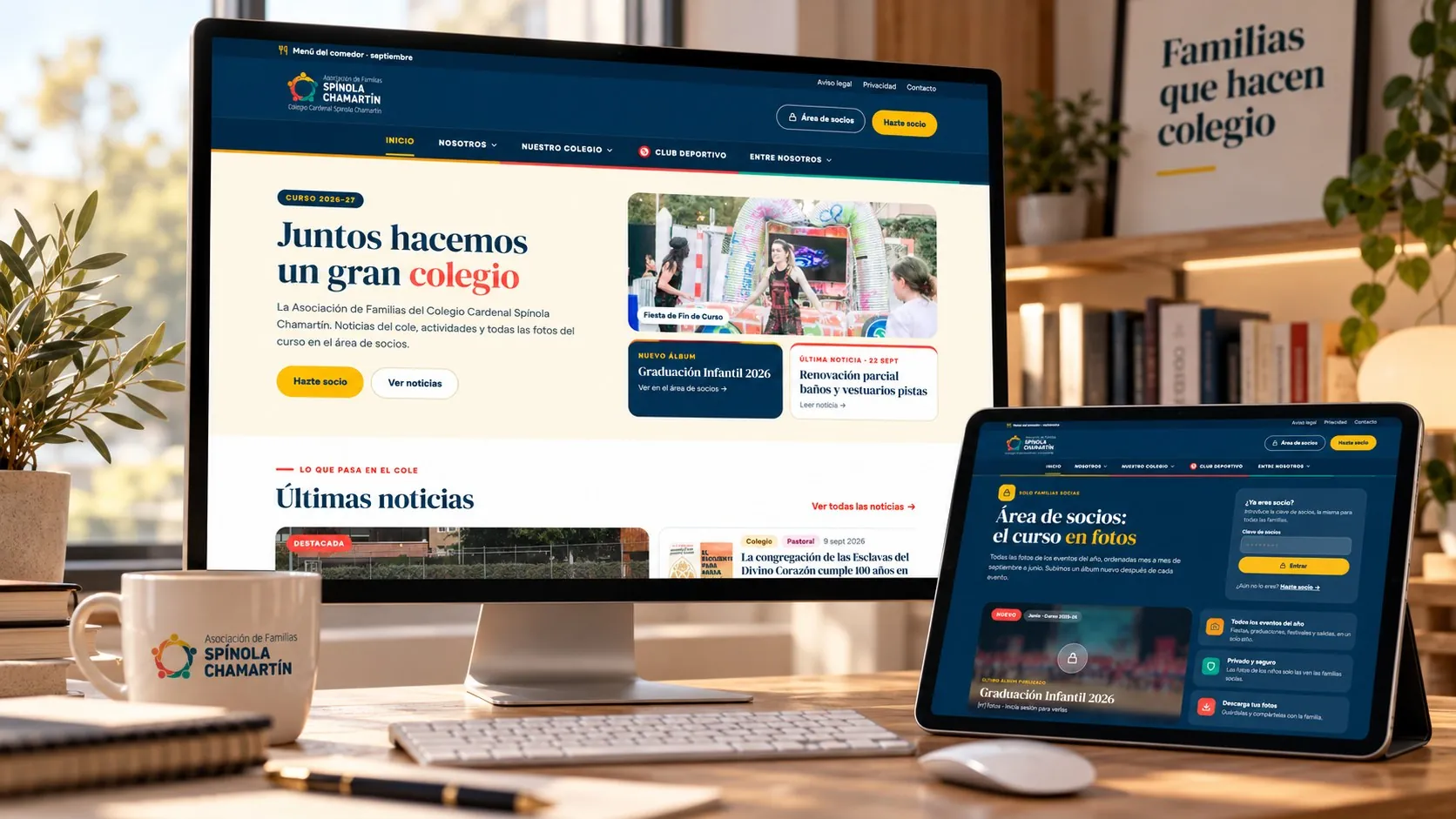 Web de AFA Spínola Chamartín en ordenador y tableta