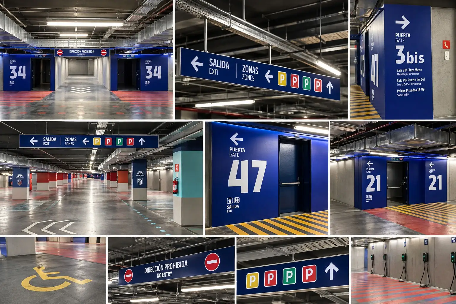 Señalética del parking del Metropolitano