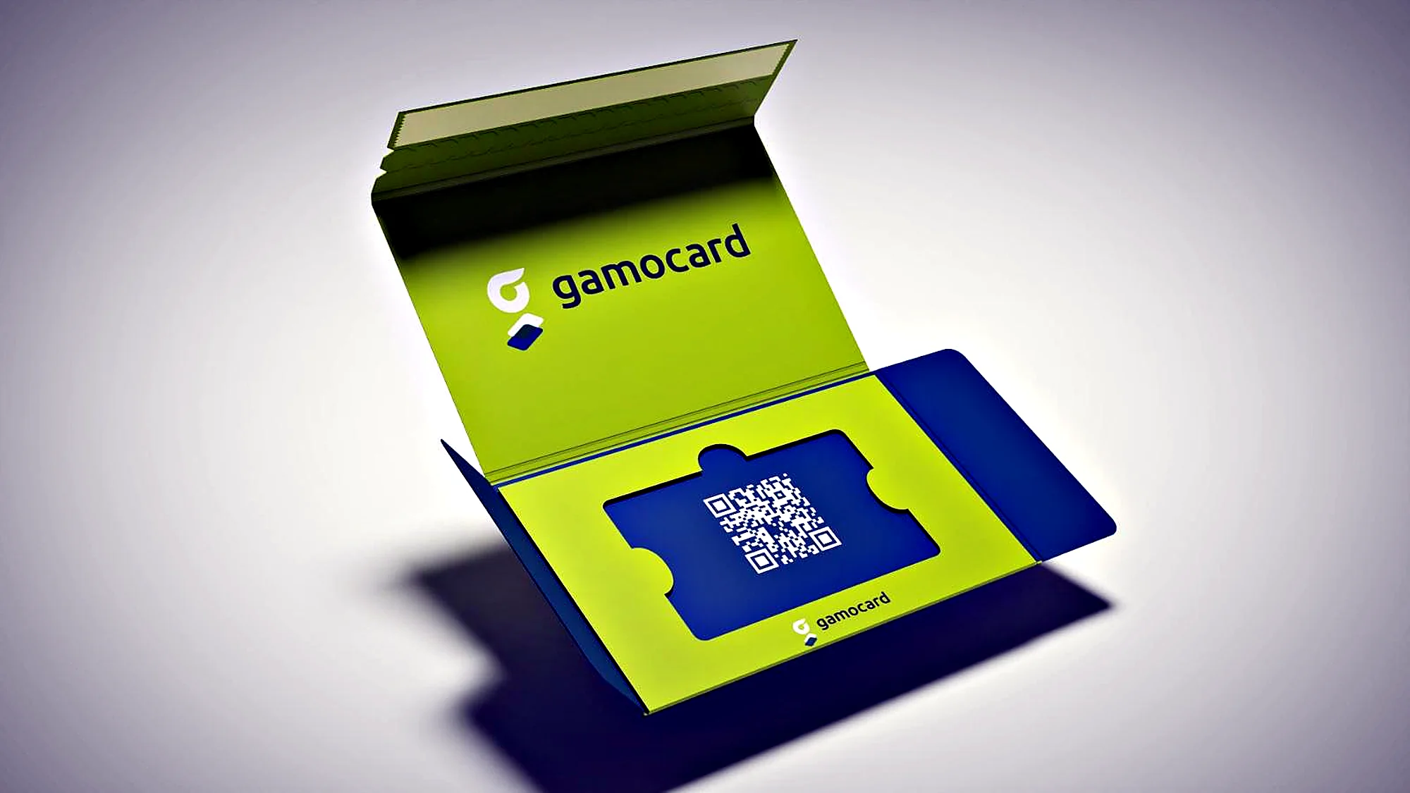 Estuche verde y azul de la tarjeta regalo Gamocard
